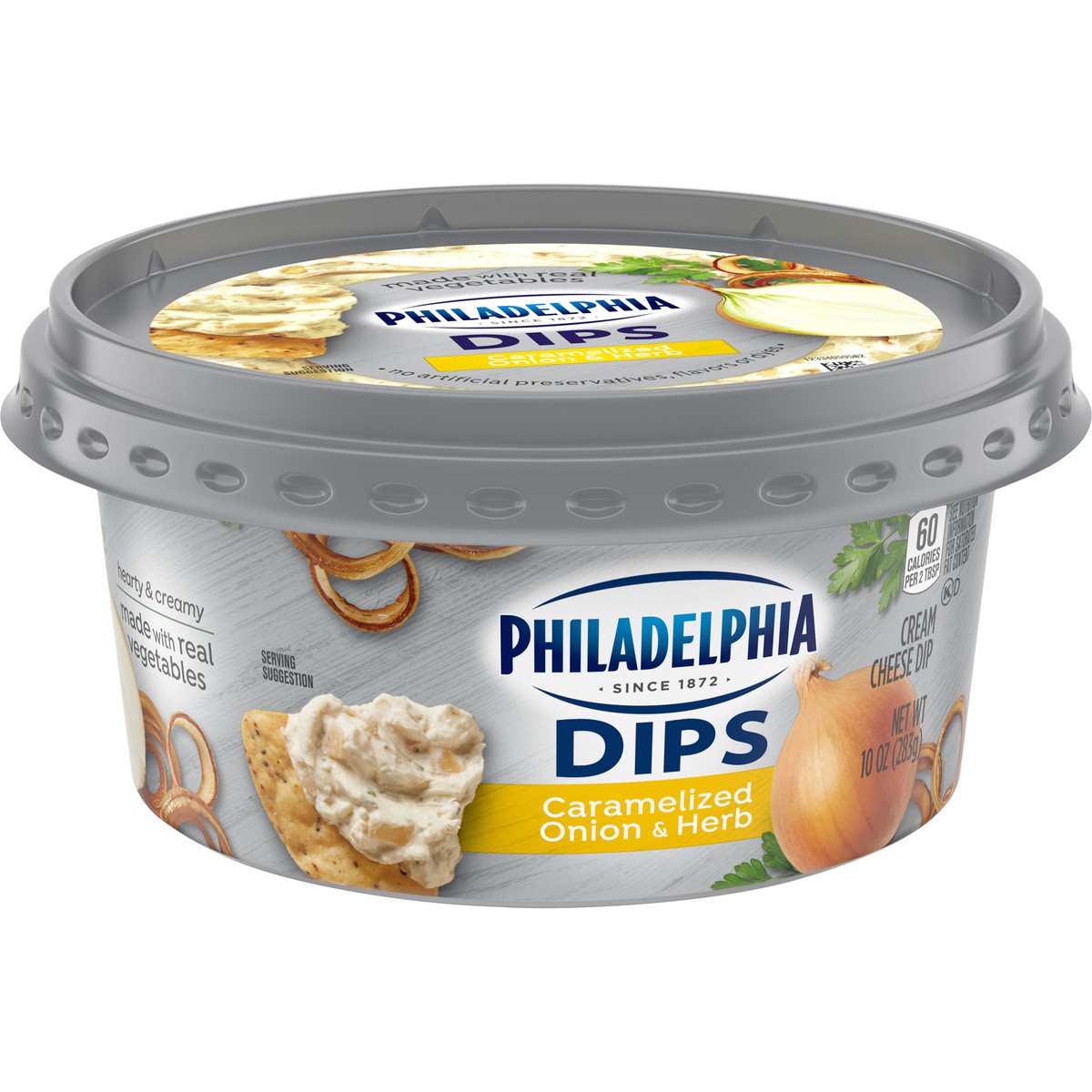 slide 10 of 14, Philadelphia Dips Caramelized Onion & Herb Cream Cheese Spread & Dip, 10 oz Tub, 10 oz