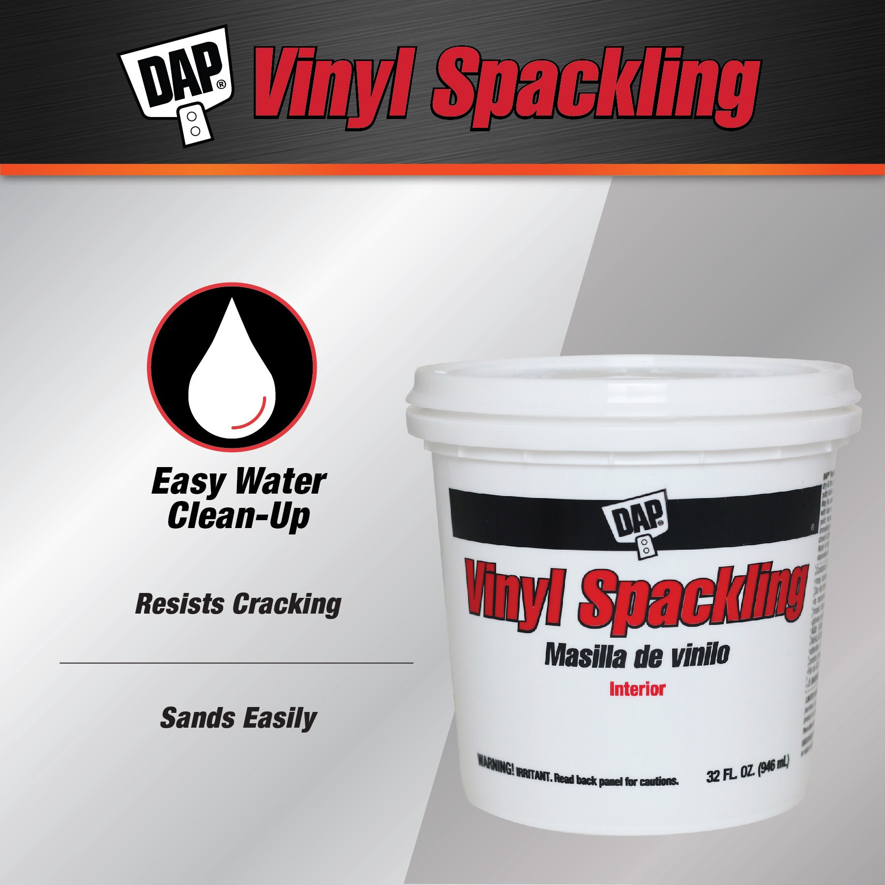 slide 4 of 6, DAP Vinyl White Interior Spackling 1 Quart(s), 1 ct
