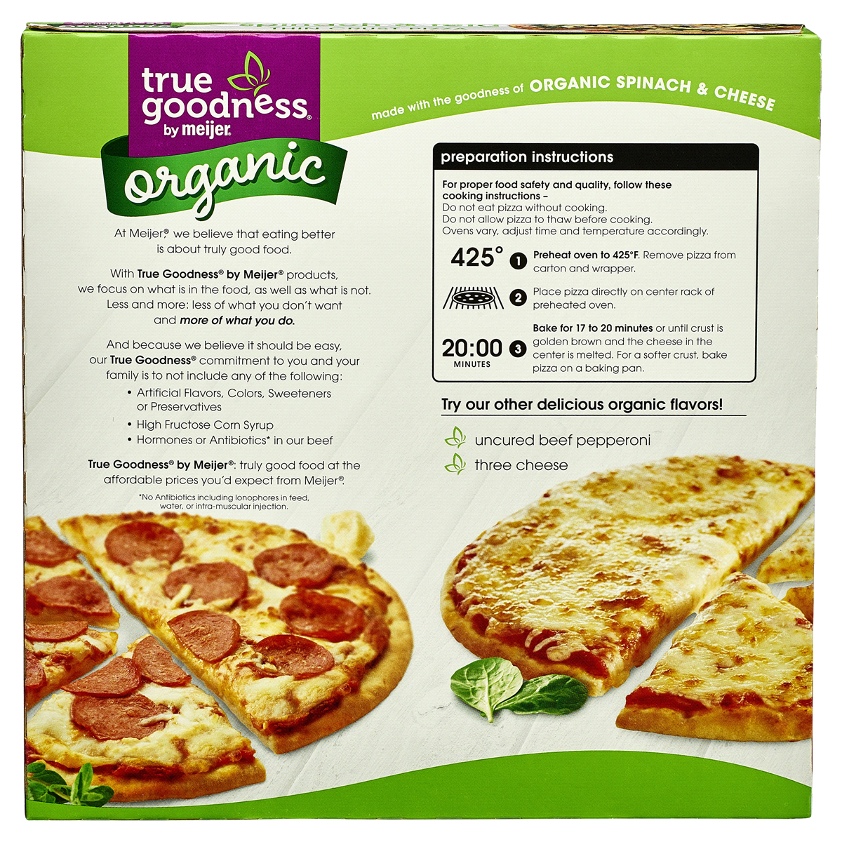 slide 3 of 3, True Goodness Organic Spinach & Feta Frozen Pizza, 15.9 oz