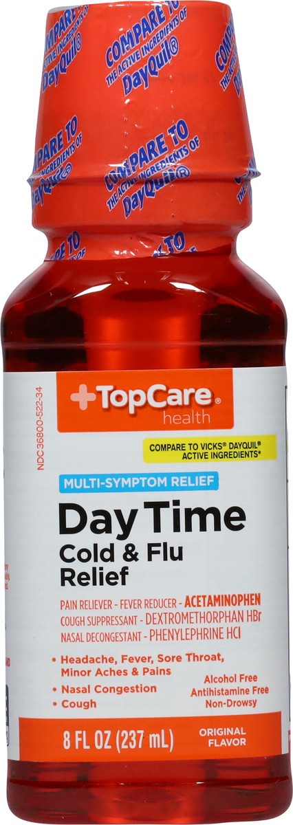 slide 7 of 10, TopCare Health Multi-Symptom Relief DayTime Original Flavor Cold & Flu Relief 8 fl oz, 8 fl oz