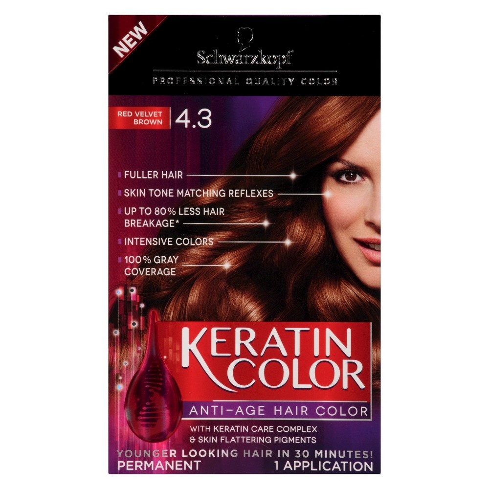 slide 11 of 12, Schwarzkopf Intense Caring Color 4.3 Red Velvet Brown Hair Color Kit with K-bond-plex, 1 ct