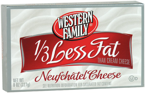 slide 1 of 1, Western Family 1/3 Less Fat Cream Cheese, 8 oz