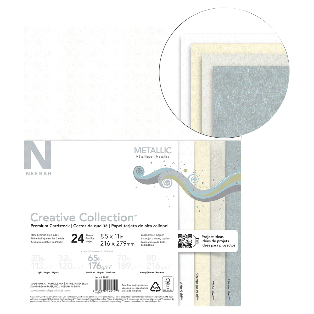 slide 2 of 3, Neenah Paper Premium Cardstock - Metallic, 24 ct