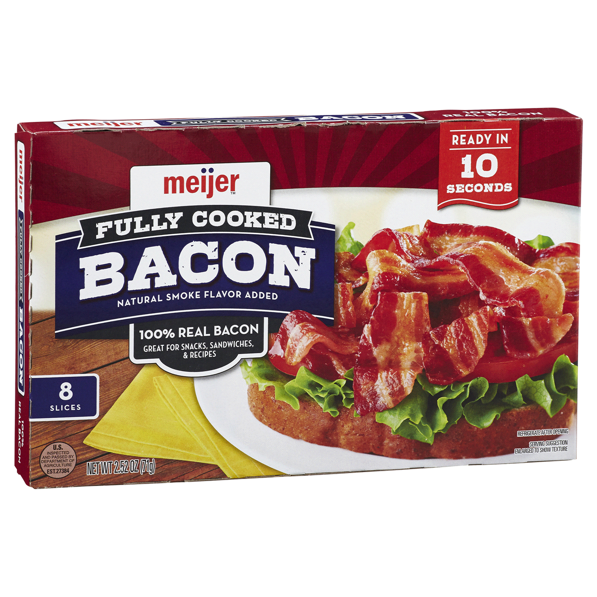 slide 2 of 4, Meijer Fully Cooked Bacon, 2.52 oz