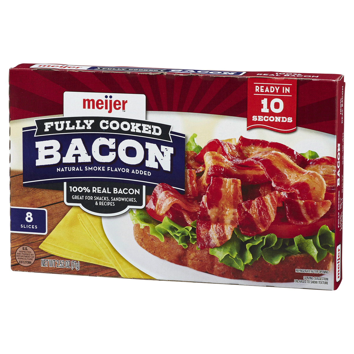 slide 3 of 4, Meijer Fully Cooked Bacon, 2.52 oz