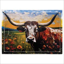 Texas Proud Wildflower Longhorn Wooden Frame Wall Decor