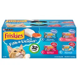 Purina Friskies Wet Cat Food Variety Pack, Fish-A-Licious Shreds, Prime Filets & Tasty Treasures