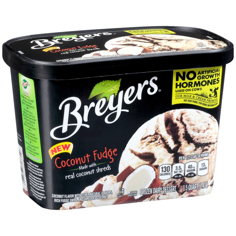 slide 2 of 8, Breyer's Frozen Dairy Dessert Coconut Fudge, 48 oz