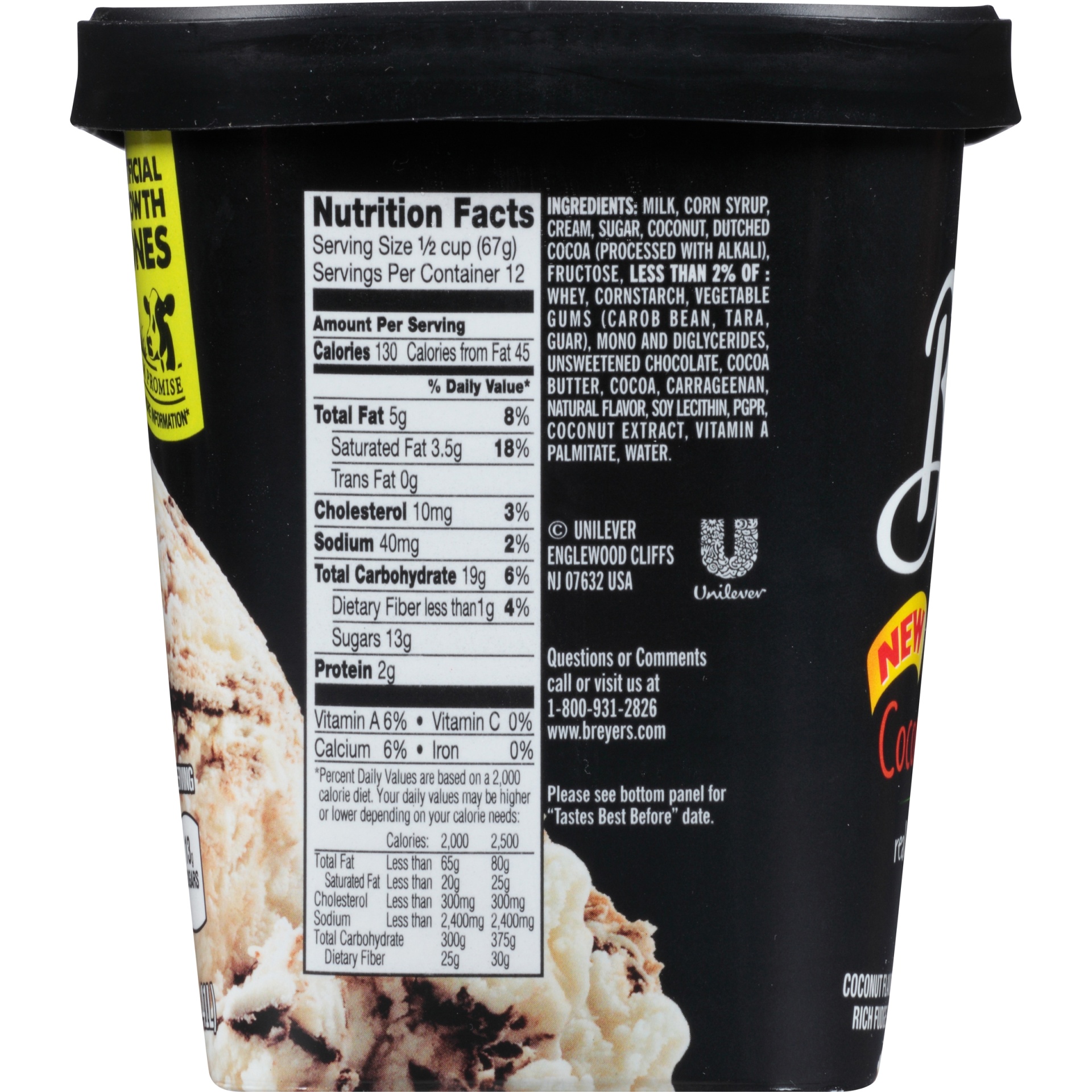 slide 5 of 8, Breyer's Frozen Dairy Dessert Coconut Fudge, 48 oz