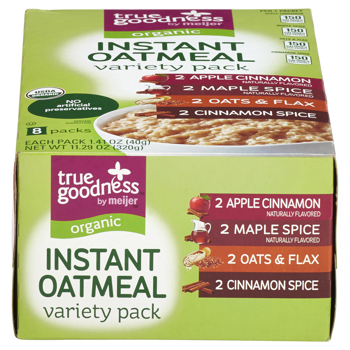 slide 3 of 8, True Goodness Organic Instant Variety Pack Oatmeal, 11.29 oz