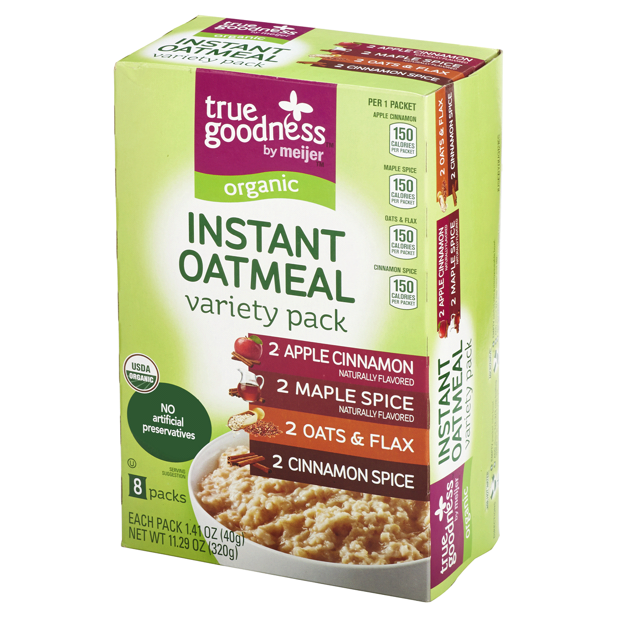 slide 5 of 8, True Goodness Organic Instant Variety Pack Oatmeal, 11.29 oz