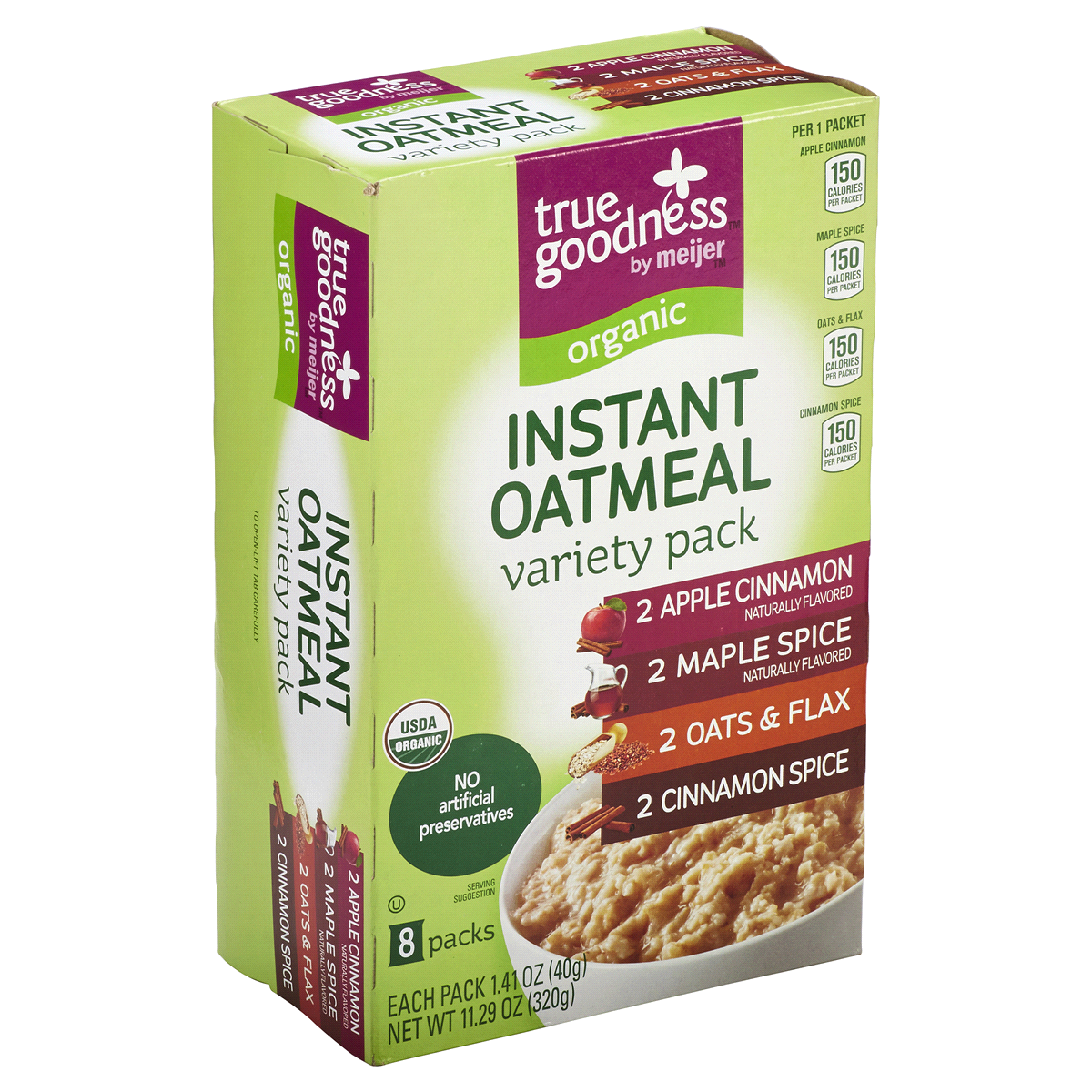 slide 7 of 8, True Goodness Organic Instant Variety Pack Oatmeal, 11.29 oz