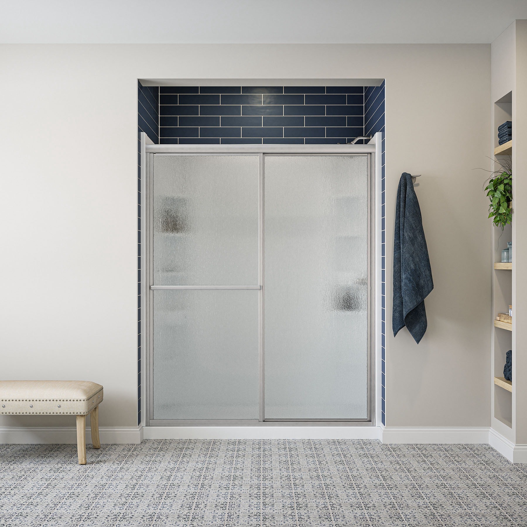 slide 3 of 6, Sterling 30-in W x 60-in L Right White Single Threshold Rectangle Shower Pan Base with 4-in H Threshold, 1 ct