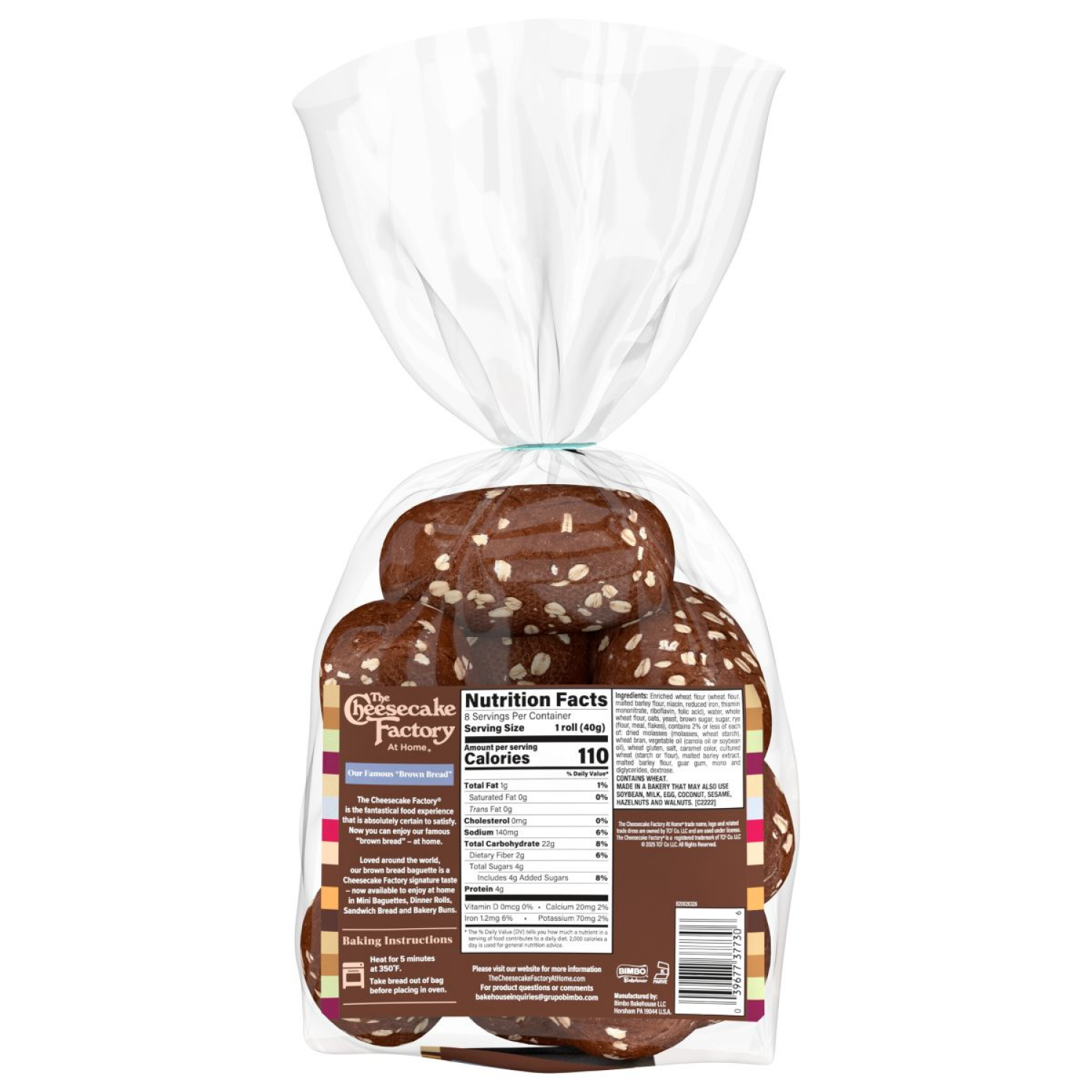 slide 2 of 7, The Cheesecake Factory At Home Famous "Brown Bread" Wheat Dinner Rolls, 8 count, 11.2 oz, 8 ct