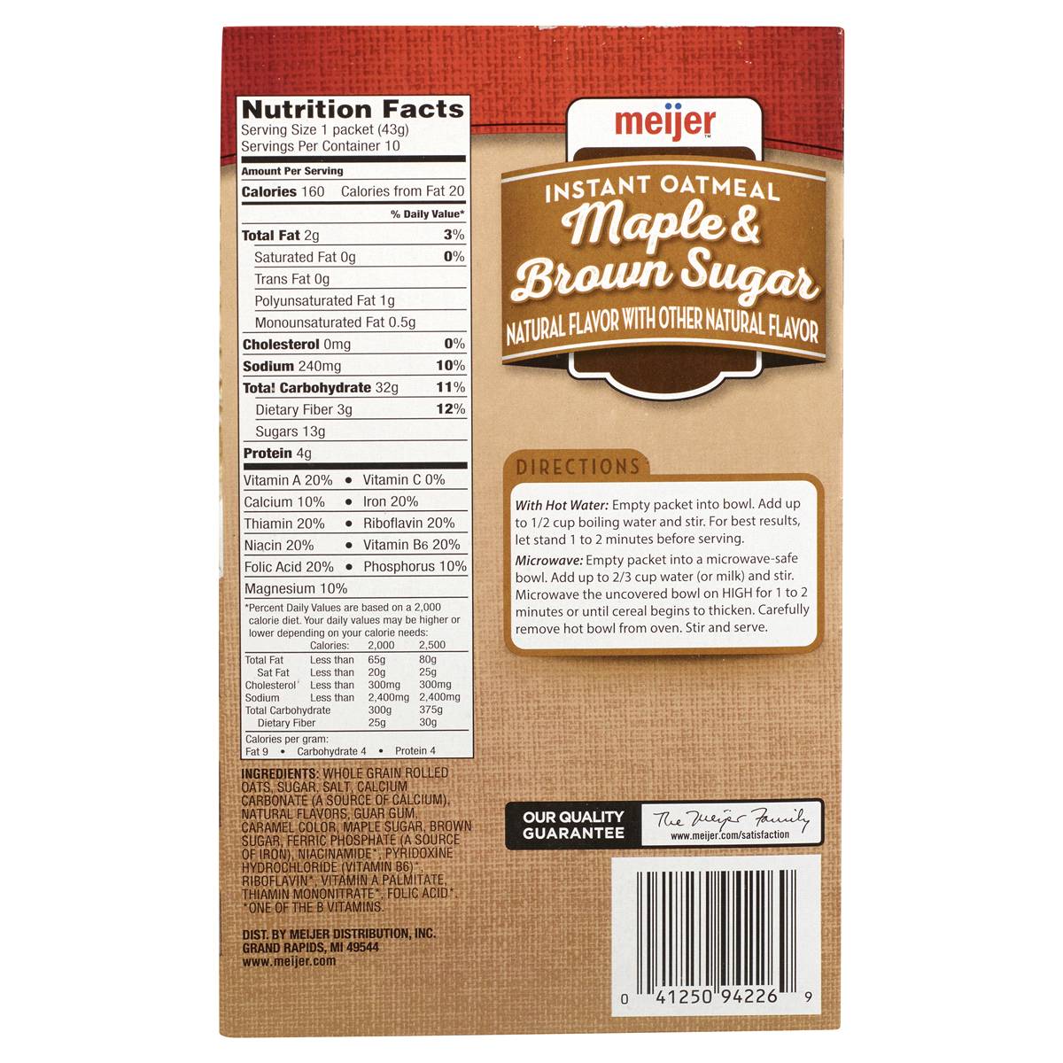 slide 2 of 2, Meijer Instant Oatmeal Maple Brown Sugar, 15.1 oz