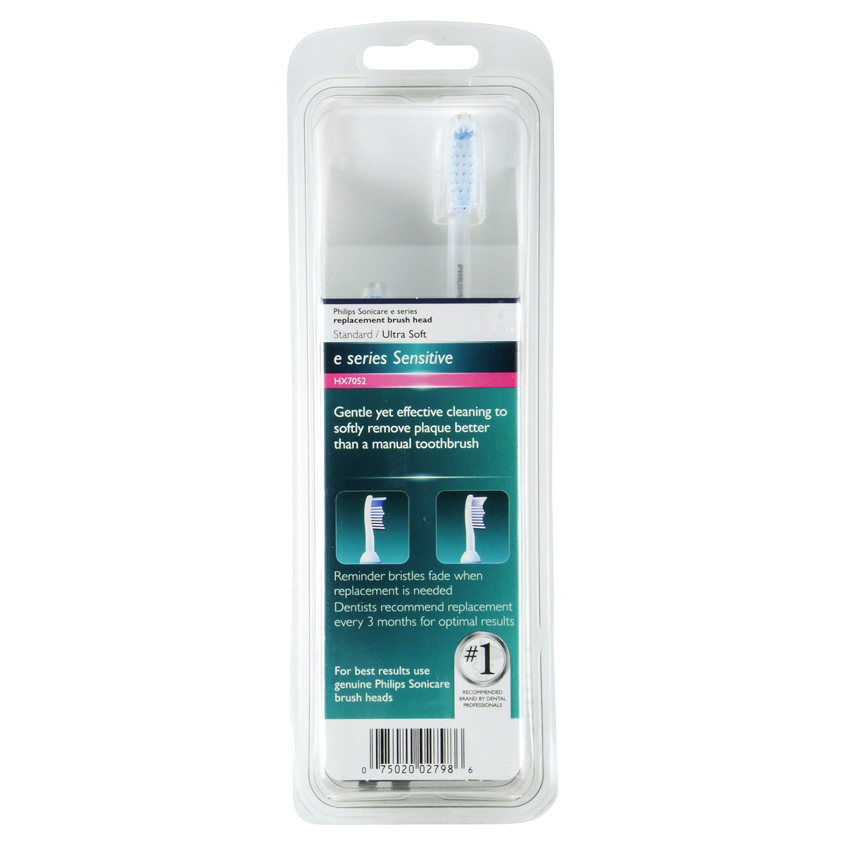 slide 2 of 7, Philips Sonicare HX7052/64 e-Series Sensitive Replacement Toothbrush Head, 2 ct