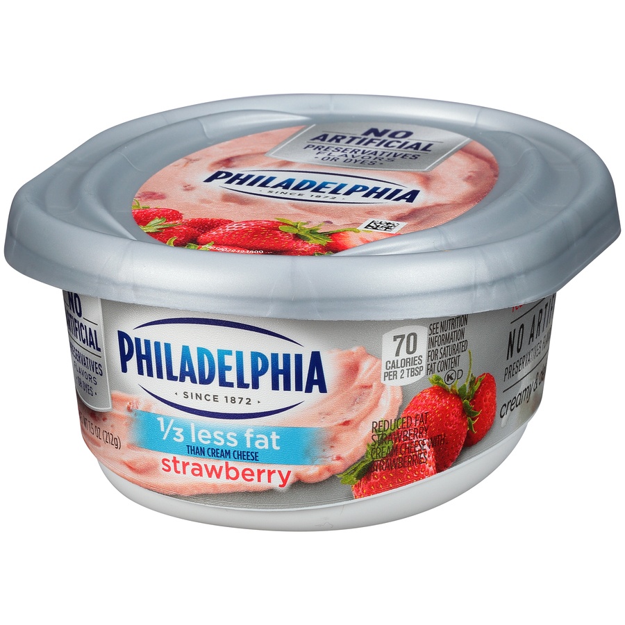 slide 3 of 8, Philadelphia Reduced Fat Strawberry Cream Cheese, 7.5 oz