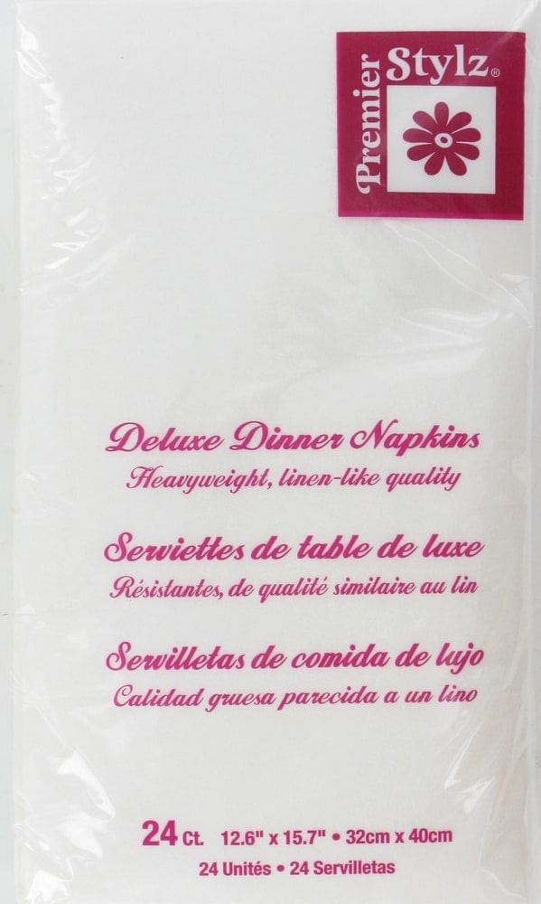 slide 1 of 1, Premier Stylz Solid White Deluxe Dinner Napkins, 24 ct