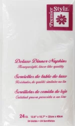 Premier Stylz Solid White Deluxe Dinner Napkins