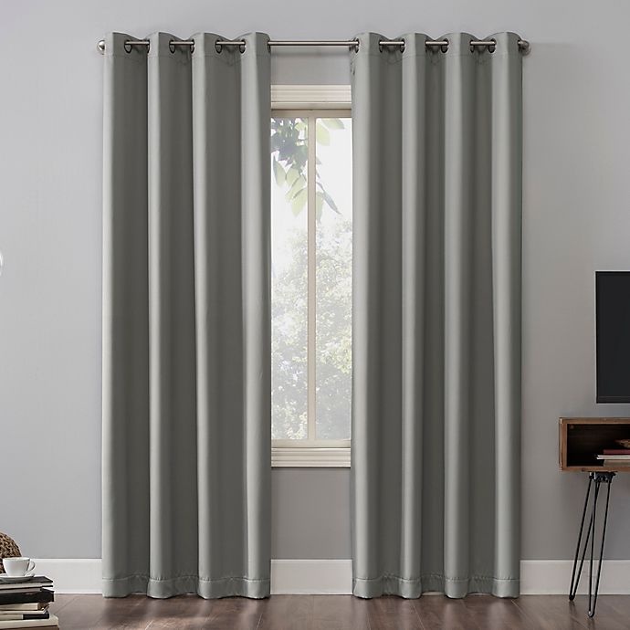 slide 1 of 6, Sun Zero Oslo Theater Grade Grommet 100% Blackout Curtain Panel - Silver Grey, 108 in