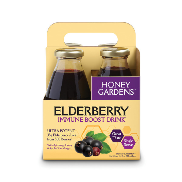 slide 1 of 1, Honey Gardens Elderberry Immune Boost Drink - 4 ct; 10.1 oz, 4 ct; 10.1 oz