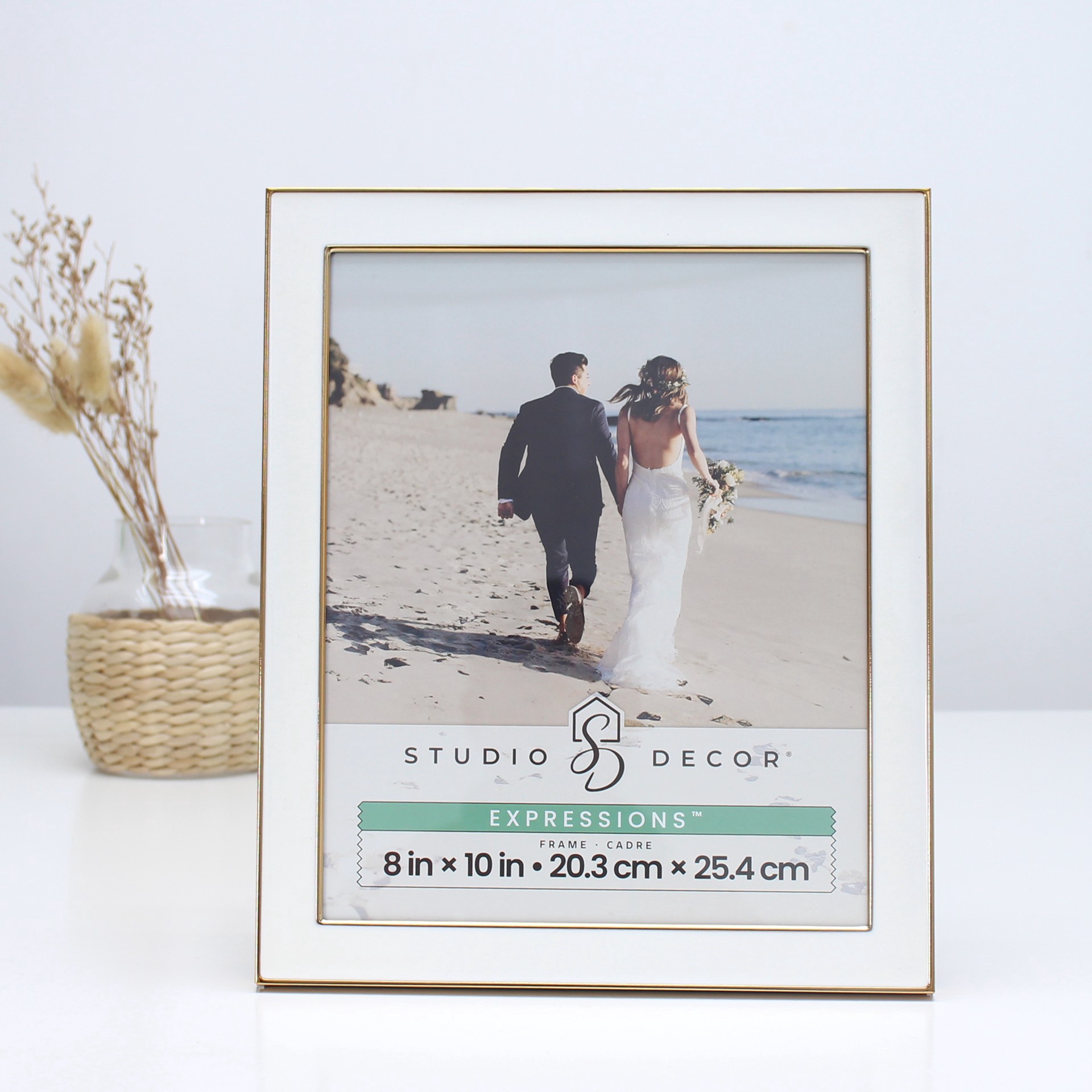 slide 4 of 6, Expressions White With Gold Outline Wall Frame By Studio Decor, 8 in x 10 in