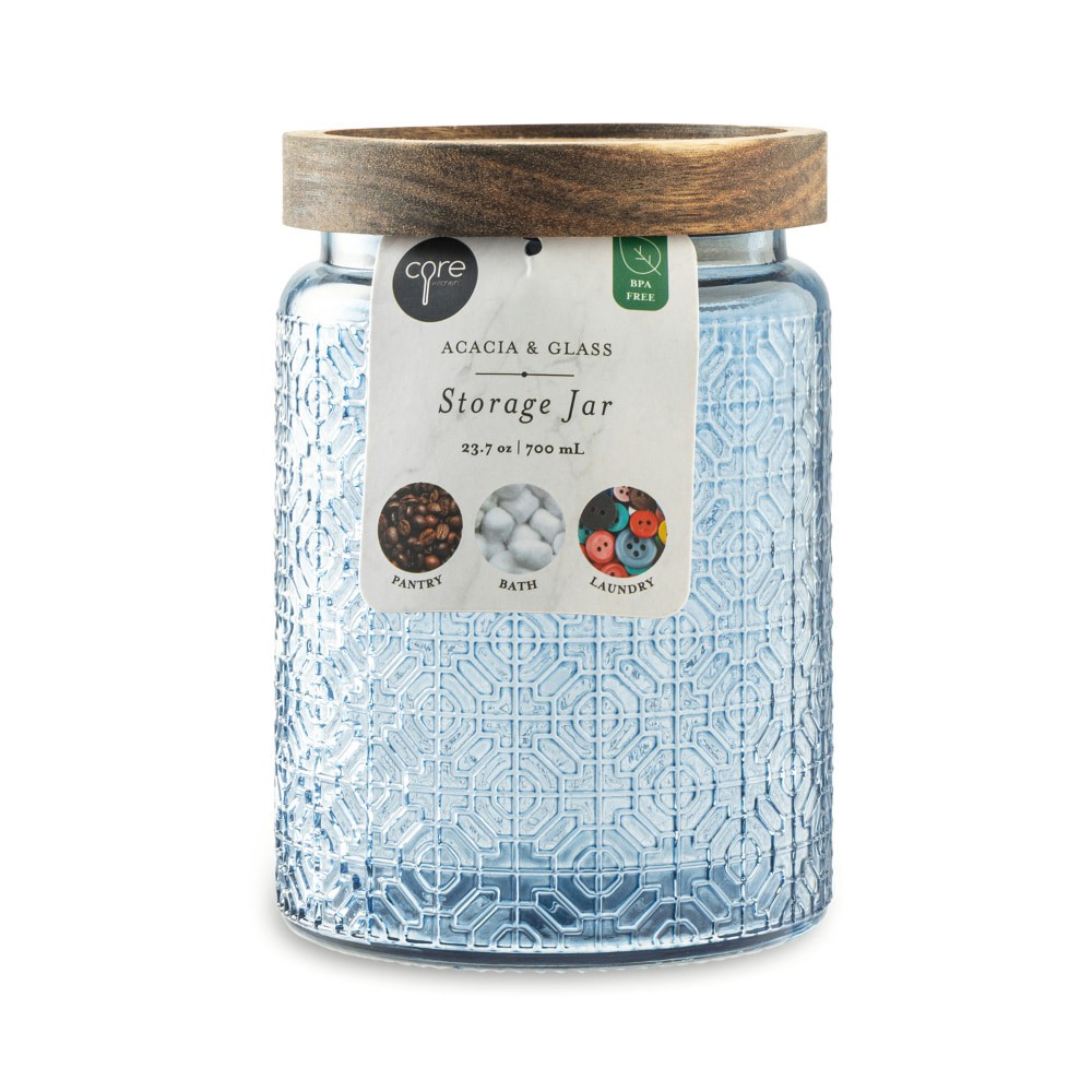 slide 3 of 3, Core Textured Glass Canister - Crocus, 23.7 oz