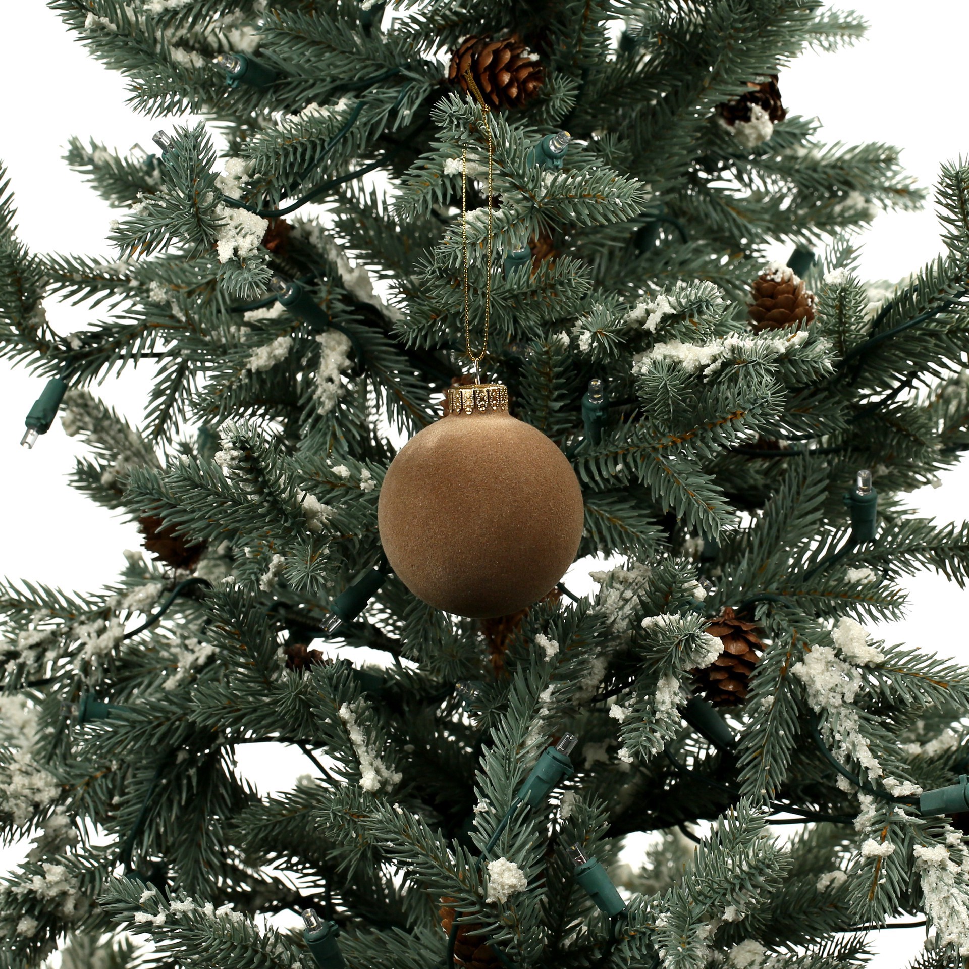 slide 3 of 3, 6 Pack 2.5" Brown Flocked Glass Ball Ornaments By Ashland, 6 ct