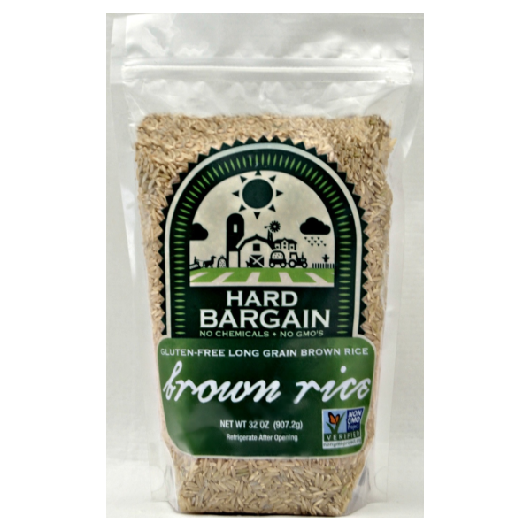 slide 1 of 1, Hard Bargin Long Grain Brown Rice, 32 oz