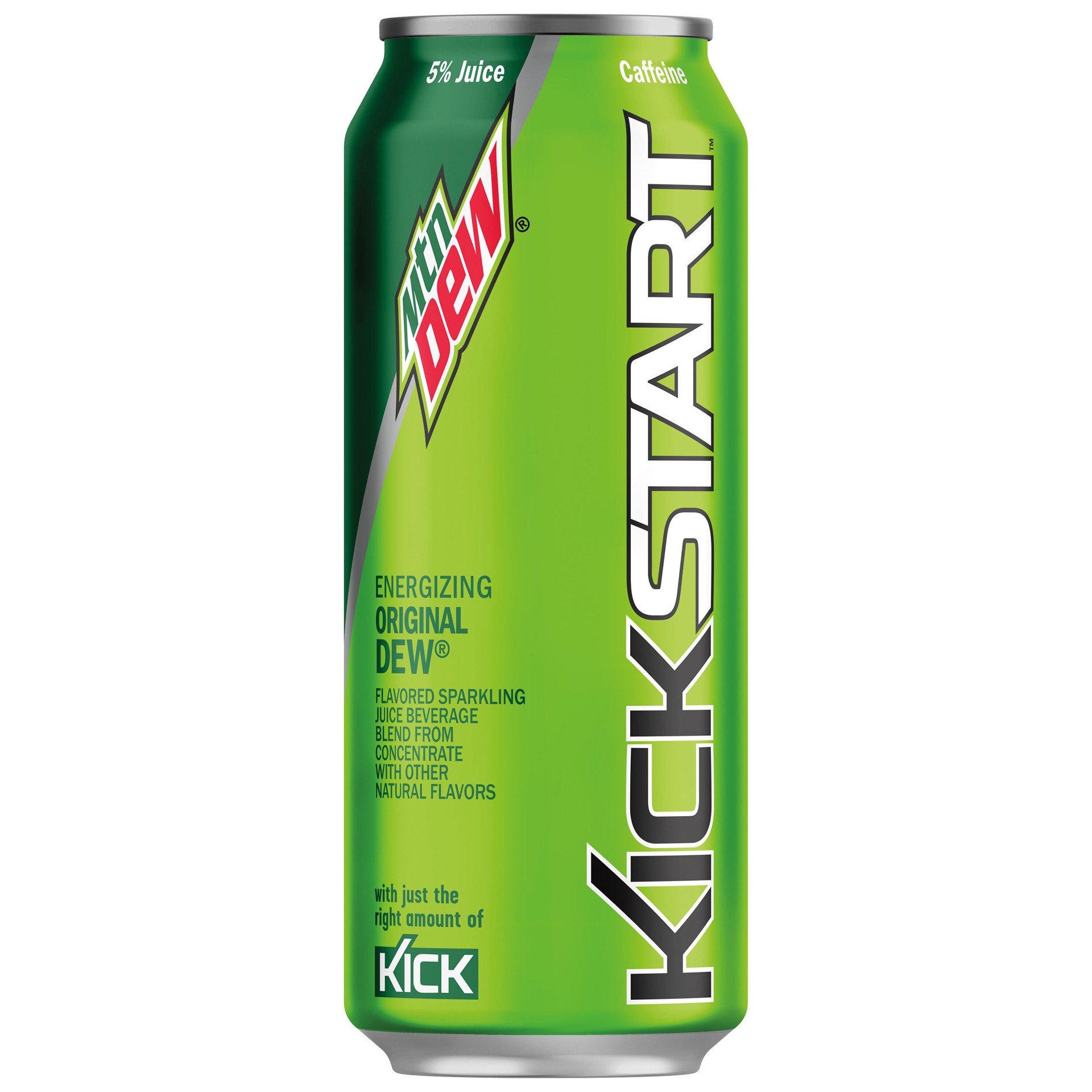 slide 1 of 3, Mountain Dew Kickstart Sparkling Juice Beverage Energizing Original Dew 16 Fl Oz Can, 16 fl oz