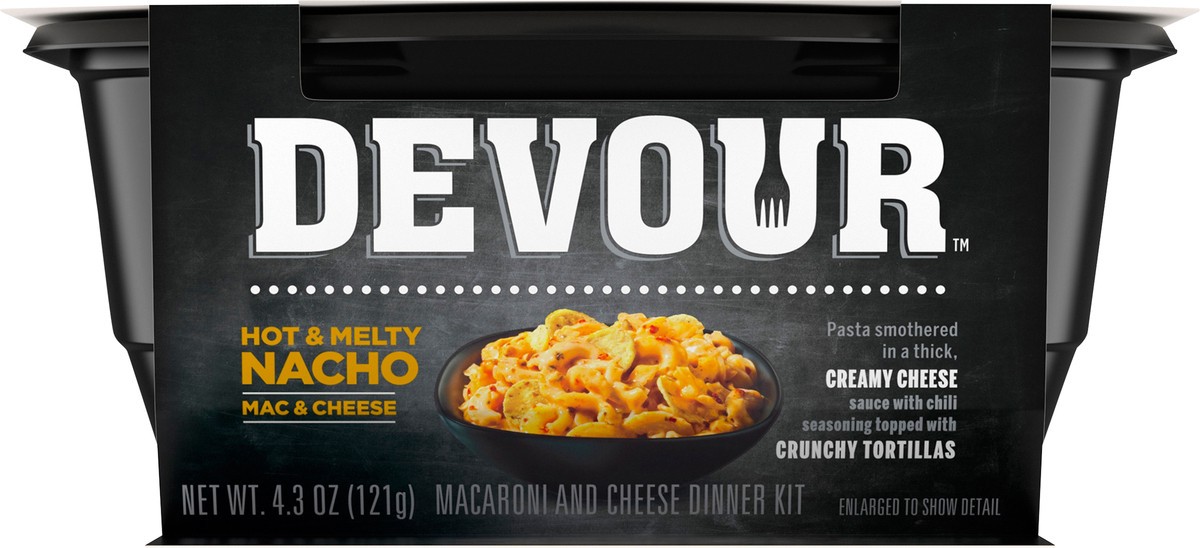 slide 5 of 13, DEVOUR Hot & Melty Nacho Mac & Cheese, 4.3 oz Package, 4 oz