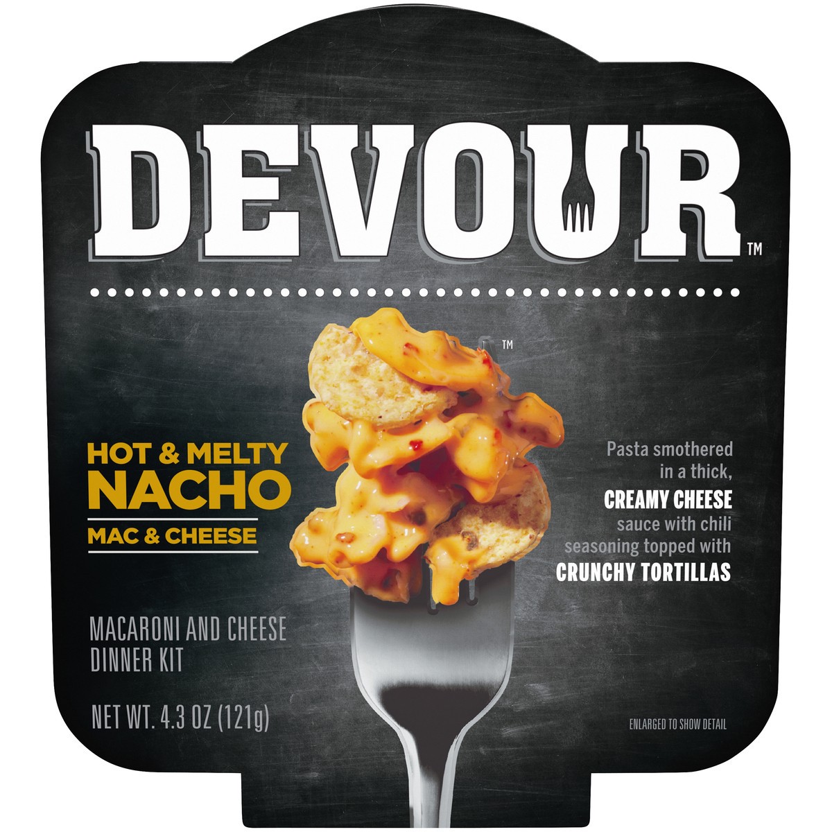 slide 1 of 13, DEVOUR Hot & Melty Nacho Mac & Cheese, 4.3 oz Package, 4 oz