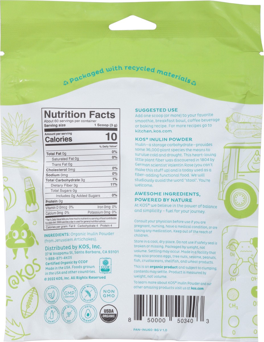 slide 11 of 13, KOS Superfood Inulin Powder Og2, 6.3 oz