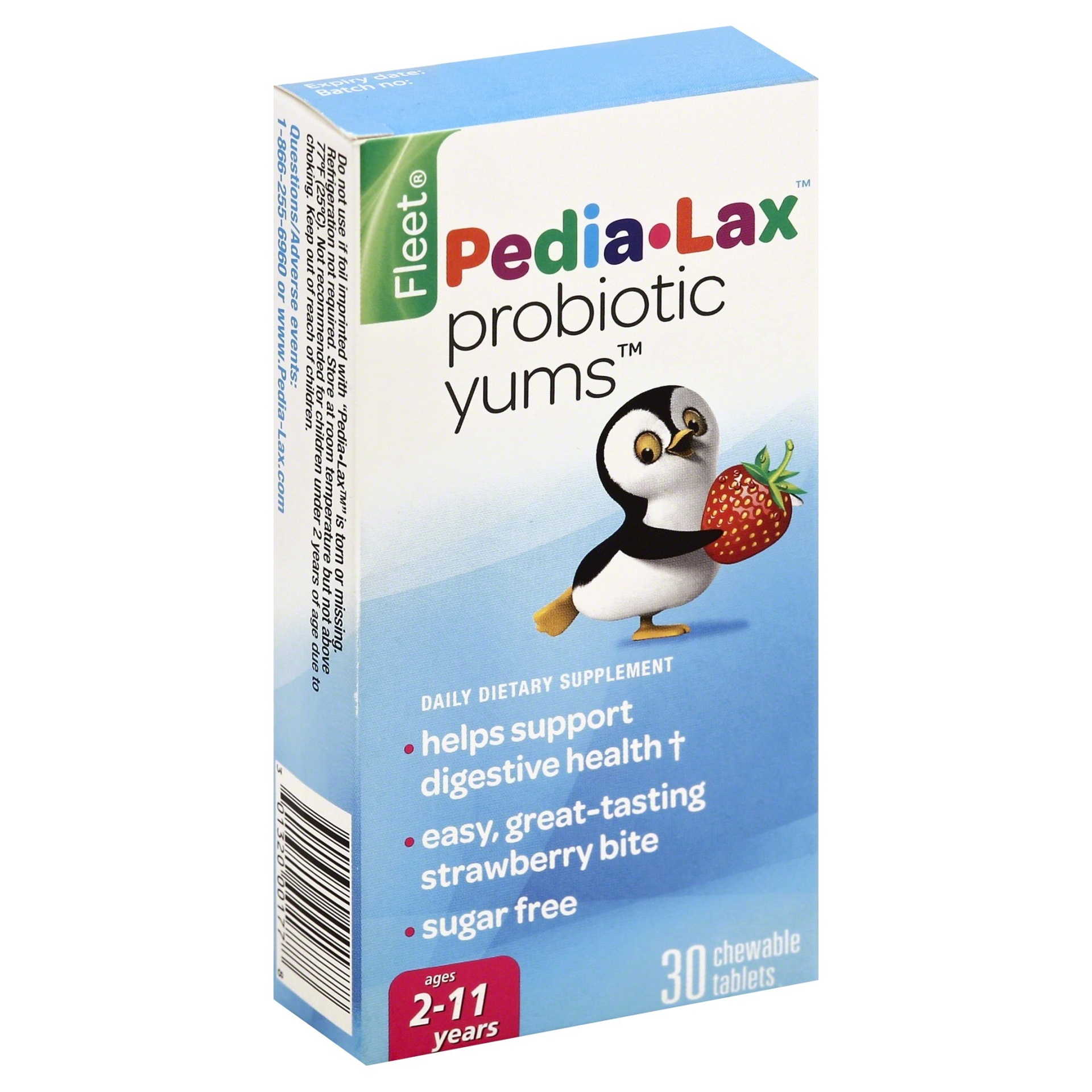 slide 1 of 1, Fleet Pedia-Lax Probiotic Yums Strawberry Chewable Table, 30 ct