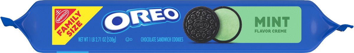 slide 4 of 14, OREO Mint Creme Chocolate Sandwich Cookies, Family Size, 18.71 oz, 18.71 oz