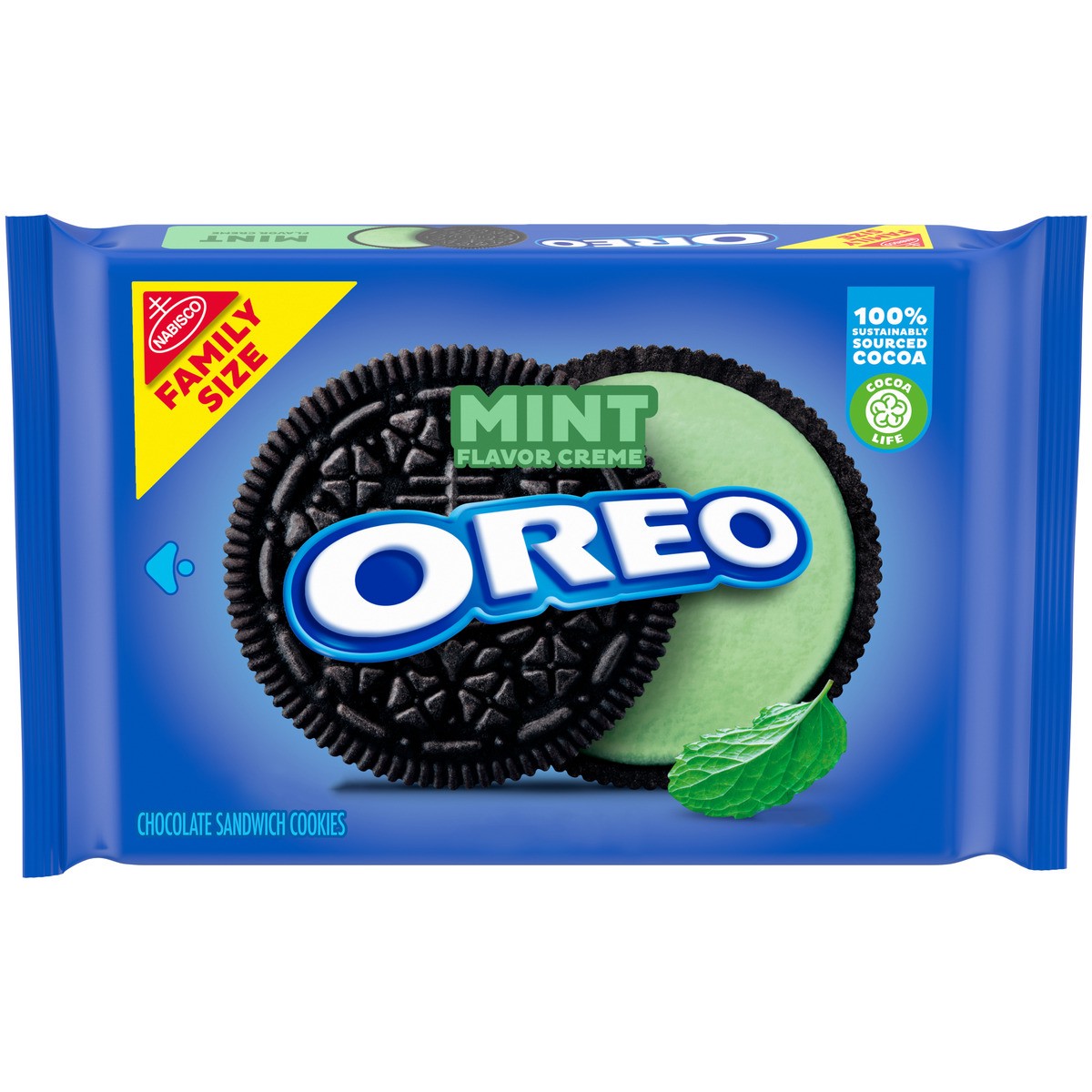 slide 8 of 14, OREO Mint Creme Chocolate Sandwich Cookies, Family Size, 18.71 oz, 18.71 oz