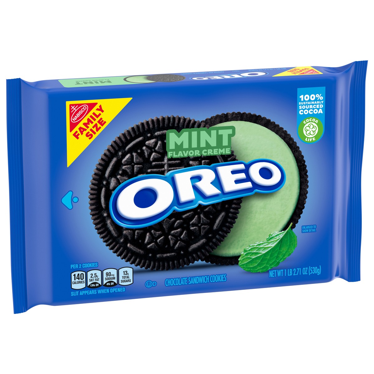 slide 11 of 14, OREO Mint Creme Chocolate Sandwich Cookies, Family Size, 18.71 oz, 18.71 oz