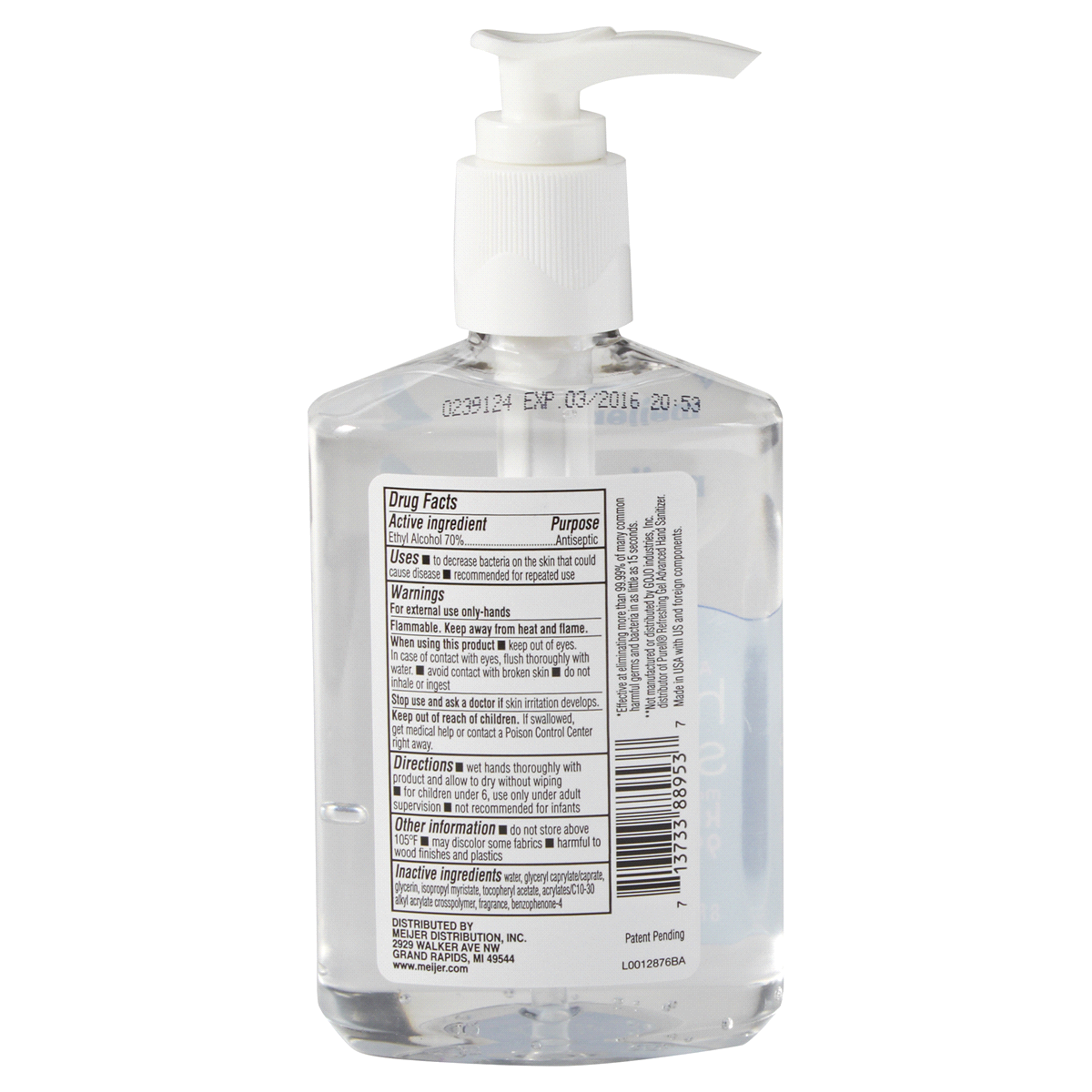 slide 2 of 2, Meijer Hand Sanitizer Original, 8 oz