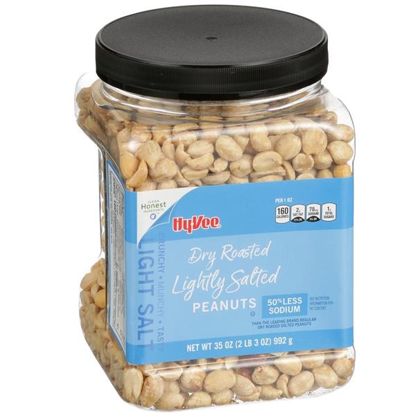 slide 1 of 1, Hy-vee Lightly Salted Dry Roasted Peanuts, 35 oz