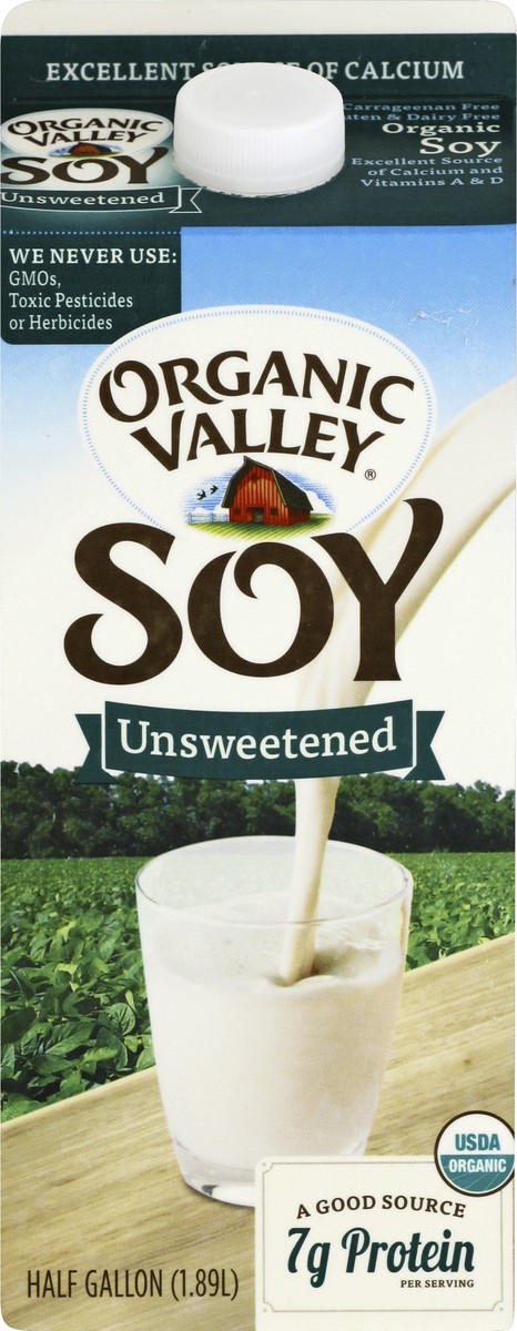 slide 2 of 4, Organic Valley Farms Soy Milk Unsweetened Organic, 1/2 gal