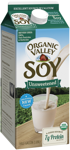 slide 1 of 4, Organic Valley Farms Soy Milk Unsweetened Organic, 1/2 gal