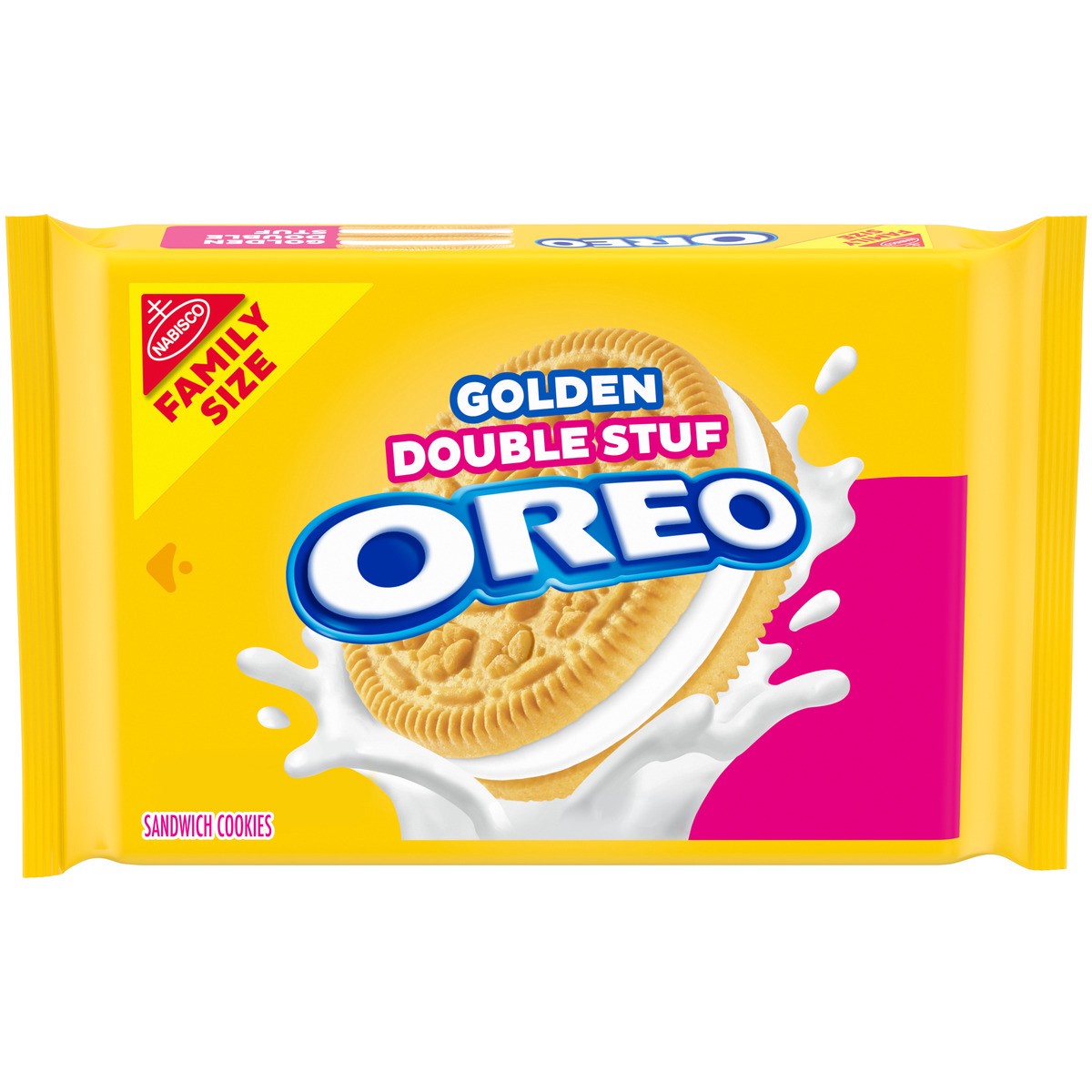 slide 11 of 16, Oreo Double Stuf Golden Sandwich Cookies Family Size - 18.12oz, 18.71 oz