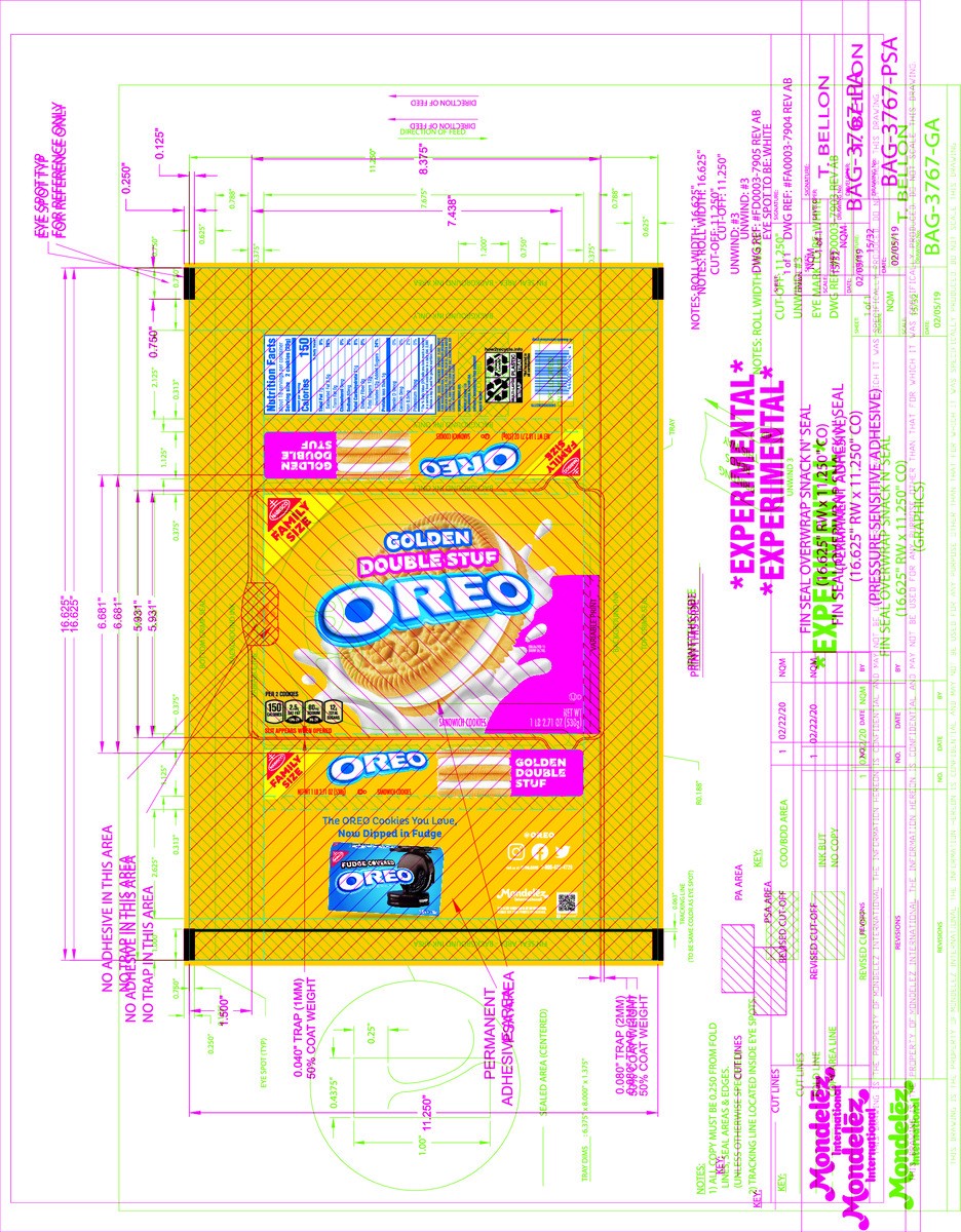slide 12 of 16, Oreo Double Stuf Golden Sandwich Cookies Family Size - 18.12oz, 18.71 oz