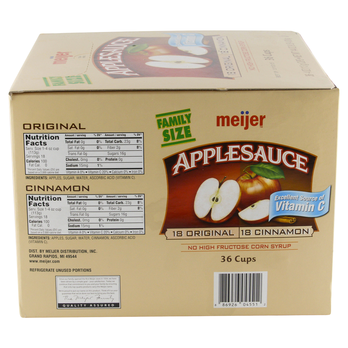 slide 2 of 2, Meijer Family Sized Original Cinnamon Applesauce, 36 ct