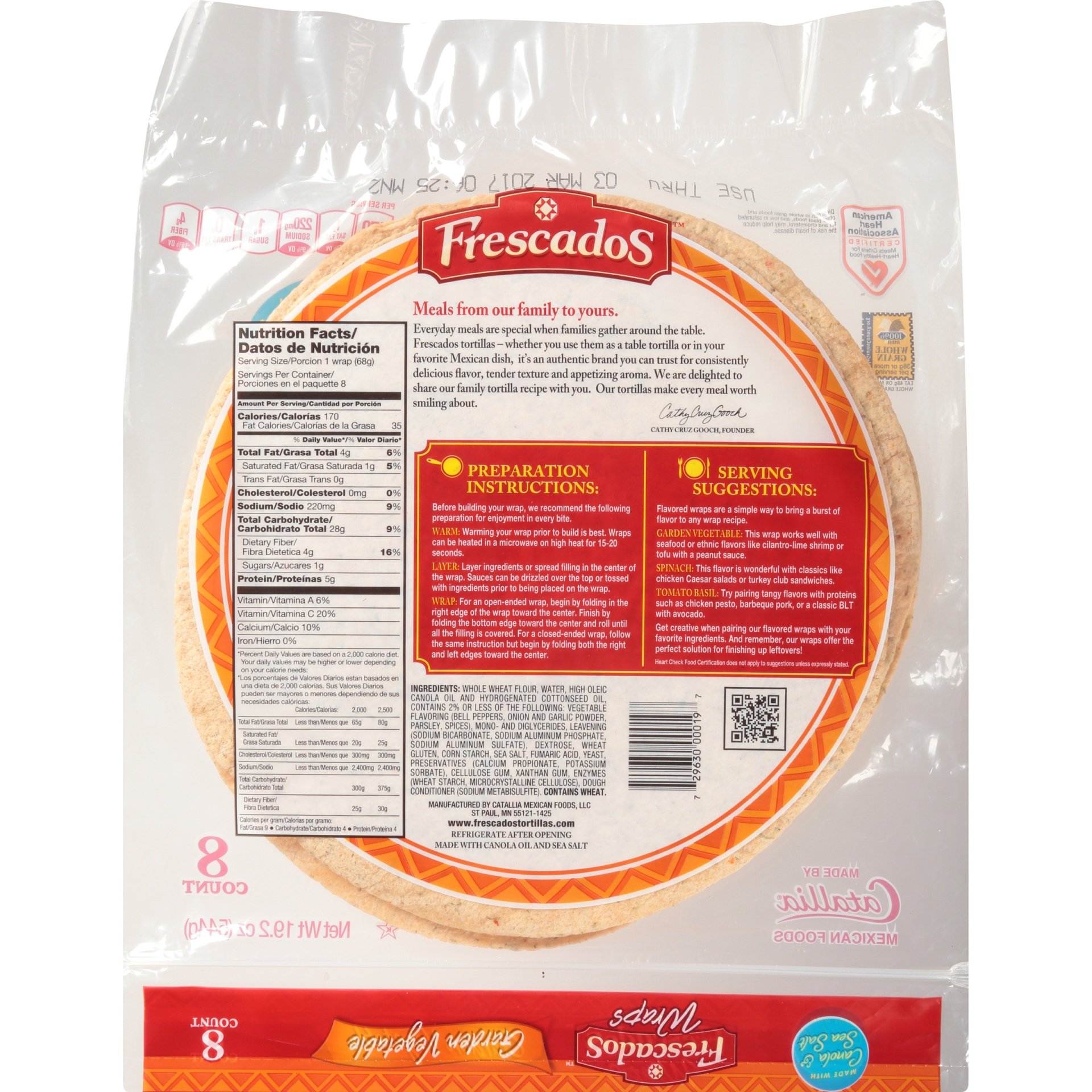 slide 4 of 6, Frescados Vegetable Tortilla Wrap 8Ct, 8 ct