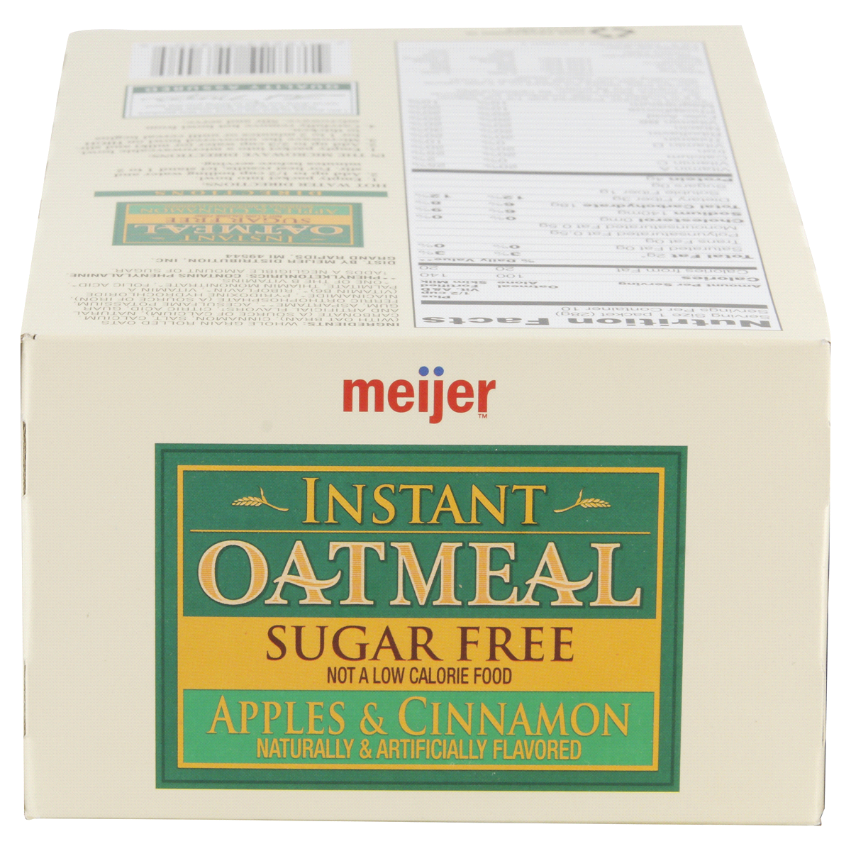 slide 5 of 6, Meijer Instant Oatmeal Sugar-Free Apple Cinnamon, 10 oz