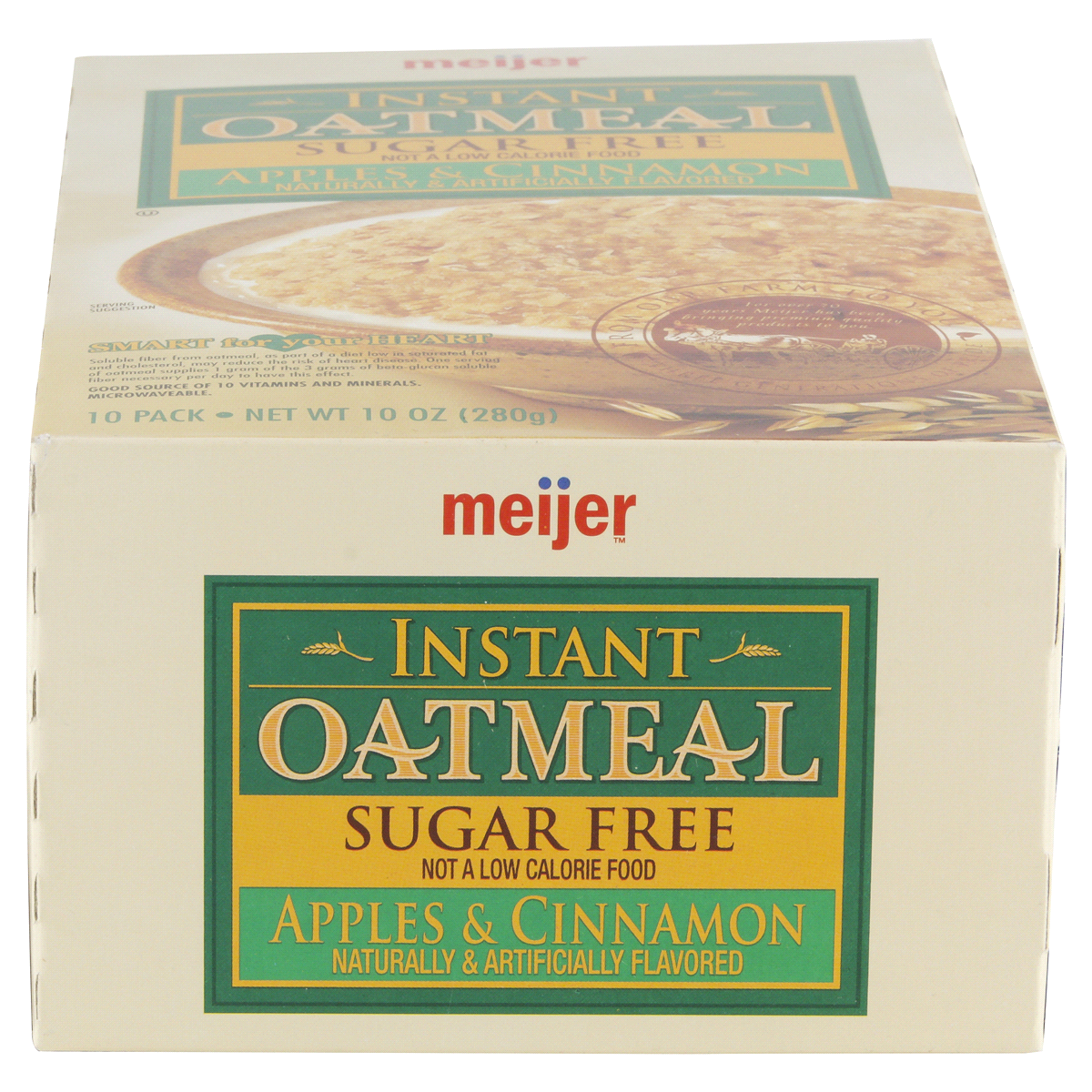 slide 6 of 6, Meijer Instant Oatmeal Sugar-Free Apple Cinnamon, 10 oz