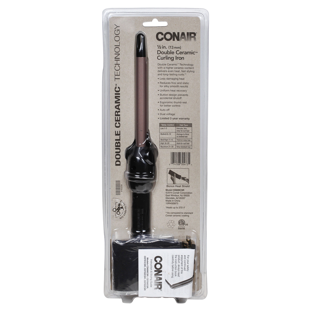 slide 2 of 2, Conair Double Ceramic 1/2 Inch Curling Iron, 1/2 in