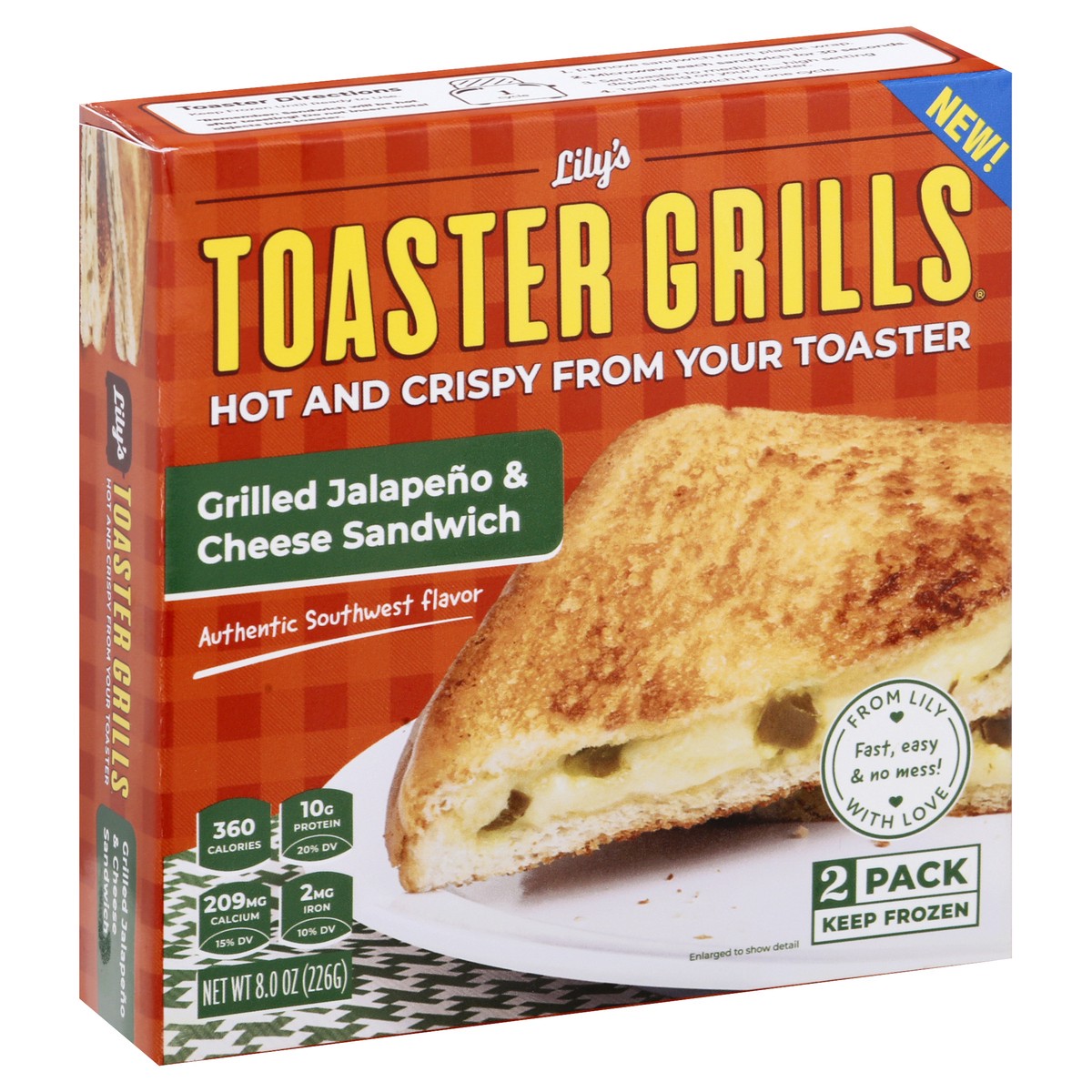 slide 4 of 9, Lilys Toaster Grills 2 Pack Grilled Jalapeno & Cheese Sandwich 8 oz, 2 ct