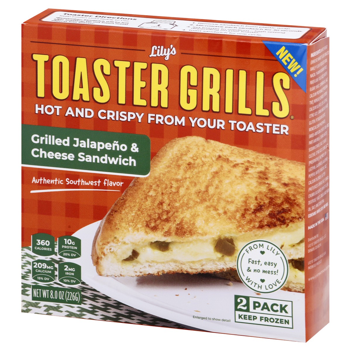 slide 3 of 9, Lilys Toaster Grills 2 Pack Grilled Jalapeno & Cheese Sandwich 8 oz, 2 ct